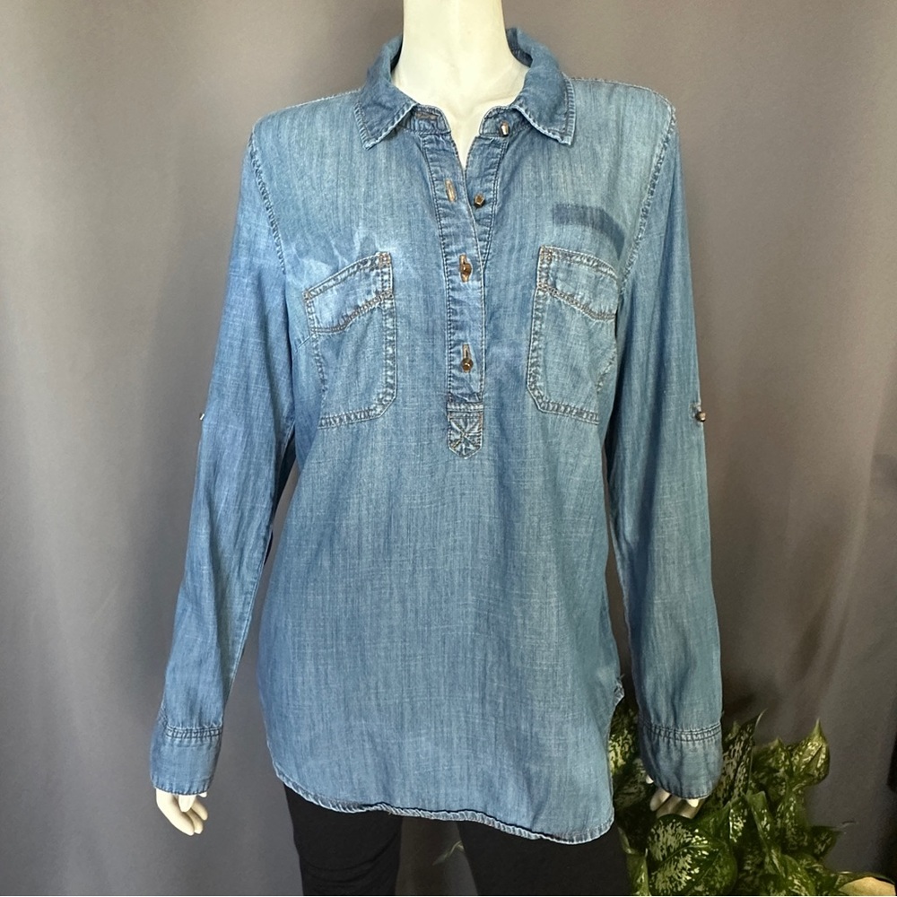 LIFE IN PROGRESS Denim Tunic Top